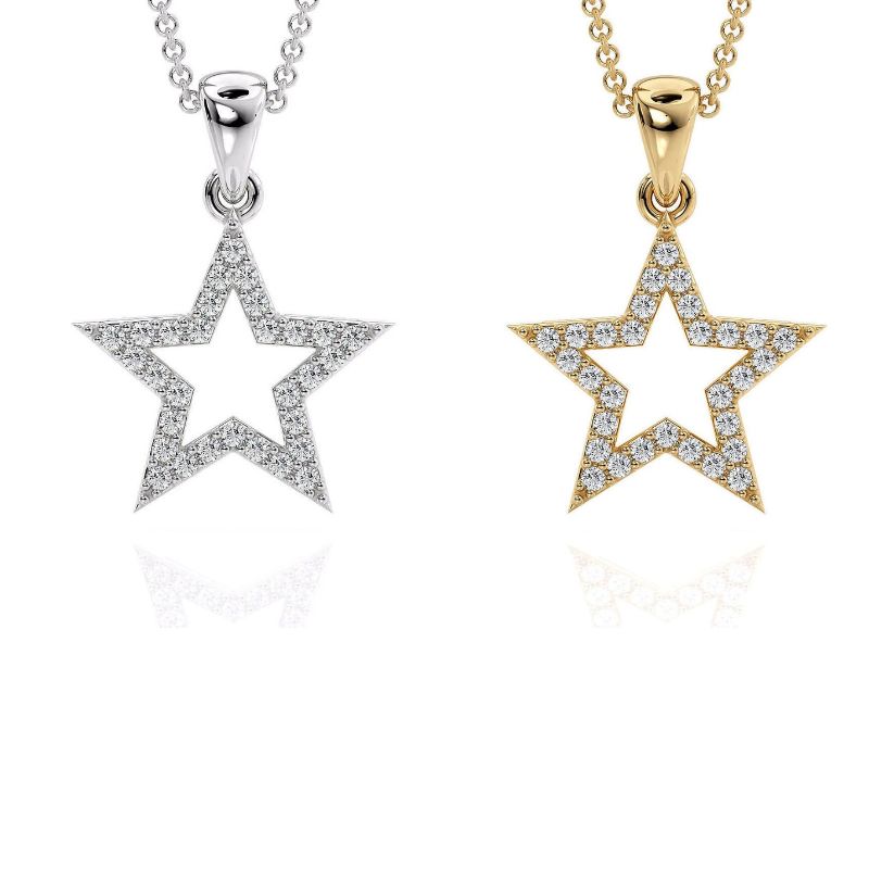 14k Gold Star of David Pendant With 30 Diamonds Stones pairs