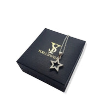 14k Gold Star of David Pendant With 30 Diamonds Stones on box
