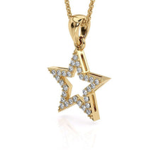 14k Gold Star of David Pendant With 30 Diamonds Stones side view