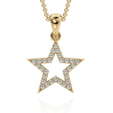 14k Gold Star of David Pendant With 30 Diamonds Stones front view