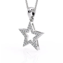 14k white Gold Star of David Pendant With 30 Diamonds Stones side view