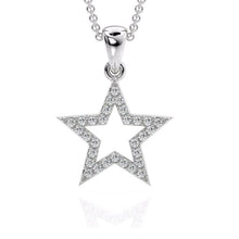 14k white Gold Star of David Pendant With 30 Diamonds Stones front view