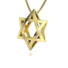 14k Yellow Gold Double Domed Star of David Pendant Close View