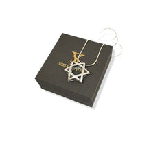 14k White Gold Double Domed Star of David Pendant on box