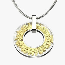 14k Gold 3D Skyline Jerusalem Pendant Front view