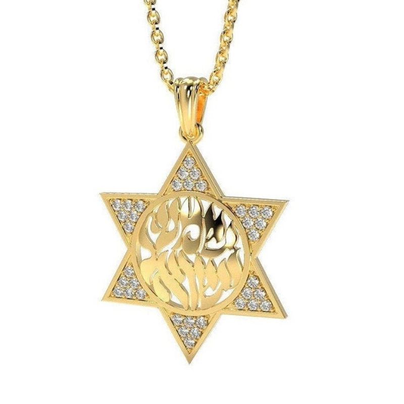 David Shema Israel Pendant With 36 Diamonds Front View