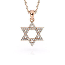 14K Rose Gold Star of David Pendant With Diamonds Stones