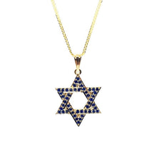 Star of David Pendant With Sapphire Stones front view