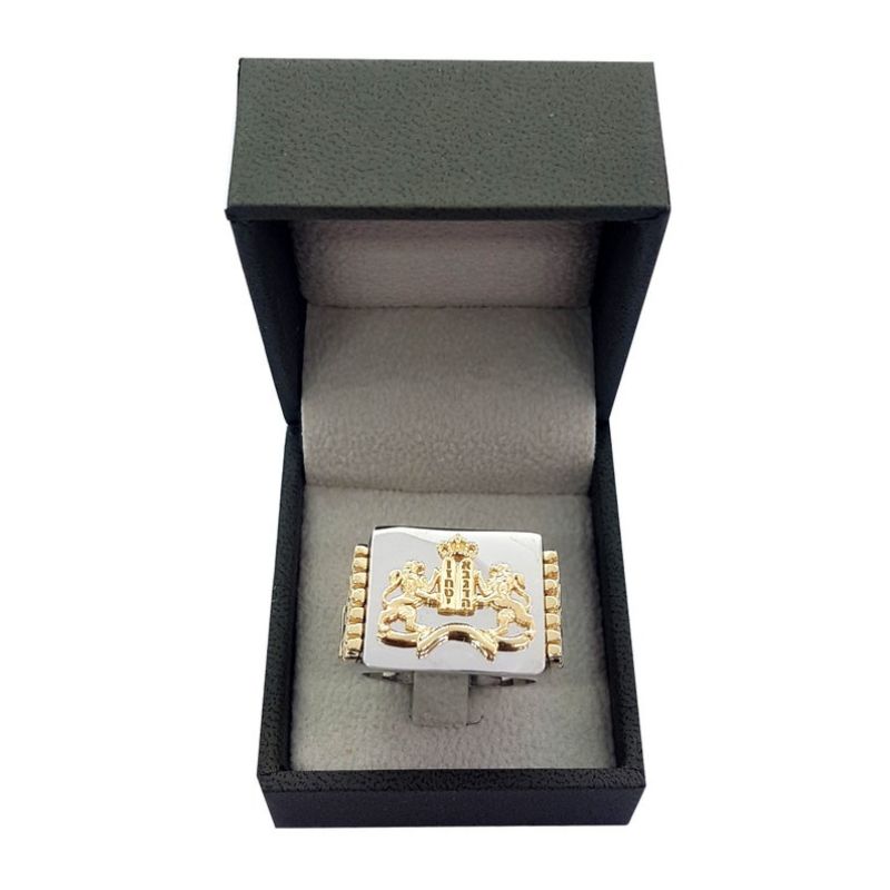 925 Silver 9k Gold Ten Commandments Lion of Judah Ring inside box