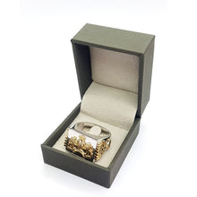 925 Silver 9k Gold Ten Commandments Lion of Judah Ring inside box side view