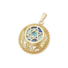 14k Gold Roman Glass Star of David Filigree Pendant Close View