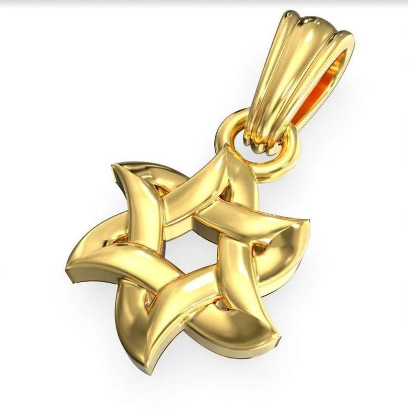 14k Gold Unisex Star of David Pendant 1 cm Front View