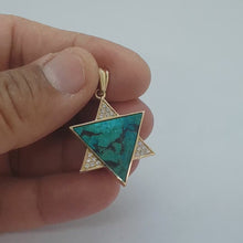 9k Gold Eilat Stone Star of David Diamond Pendant real view