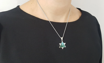 925 Silver Eilat Stone Star of David Necklace