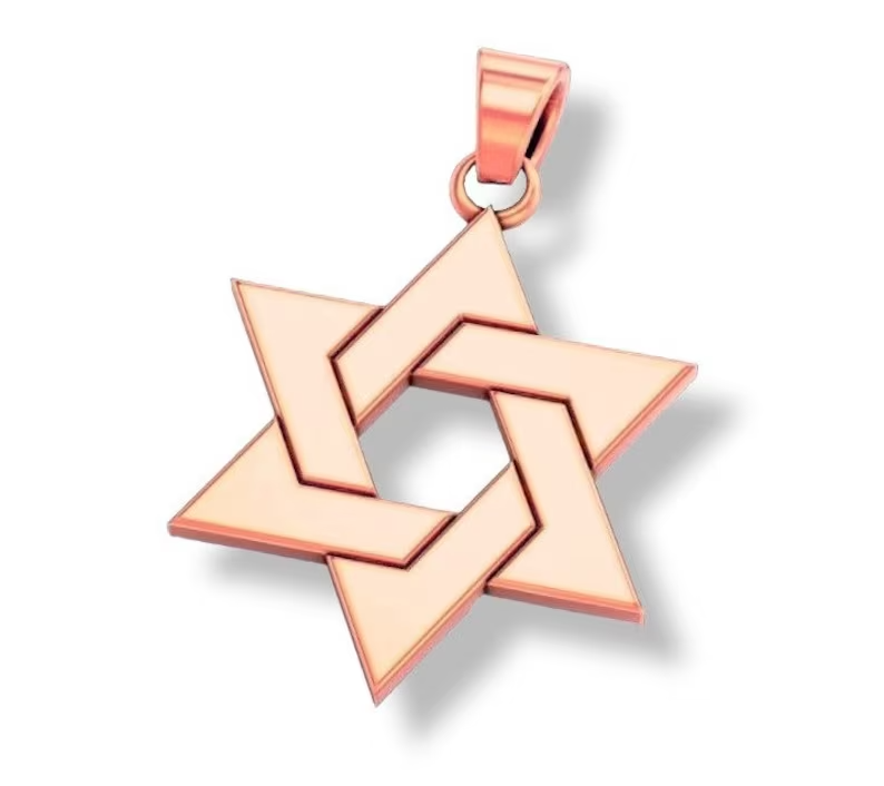 14K Rose Gold Interwoven Star of David Pendant