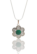 925 Sterling Silver Eilat Stone Flower Pendant Necklace 