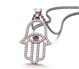 14K Gold Diamond Hamsa Pendant