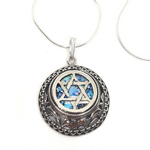 925 Sterling Silver Roman Glass Star of David Pendant