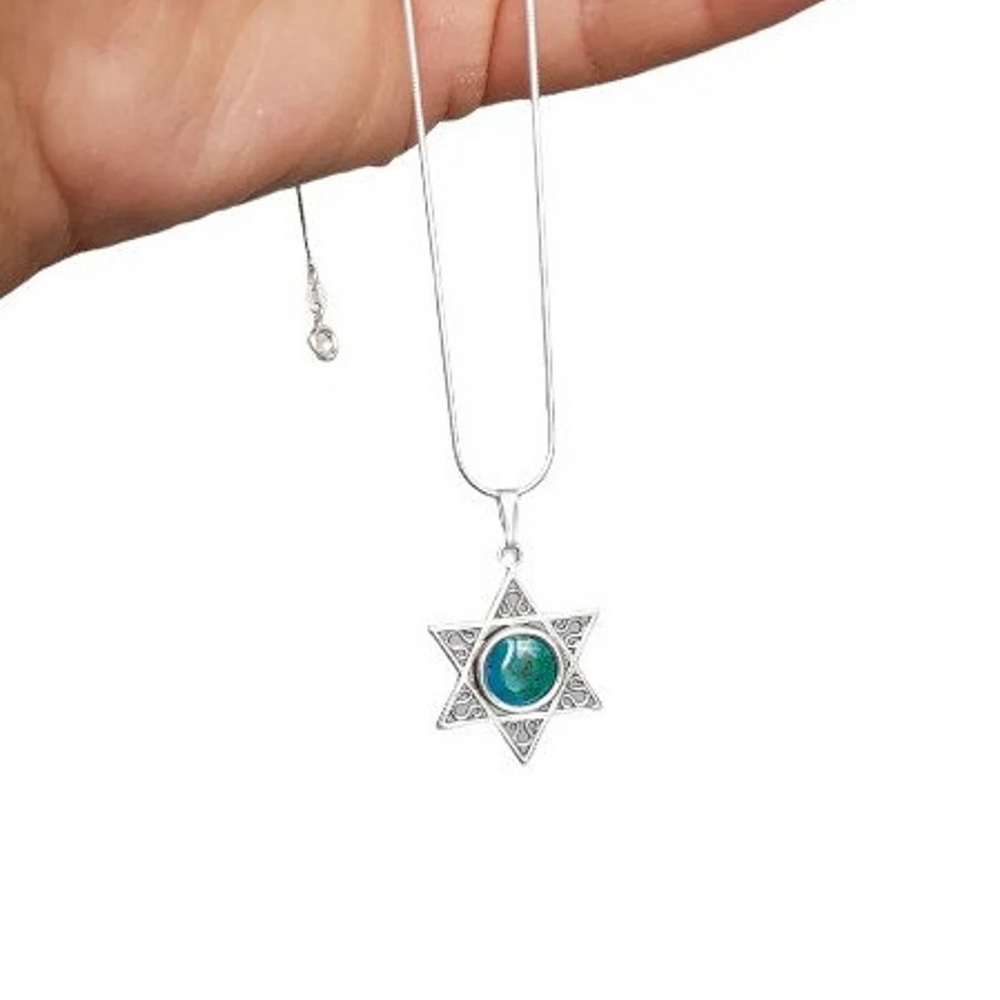 925 Silver Eilat Stone Star of David Necklace