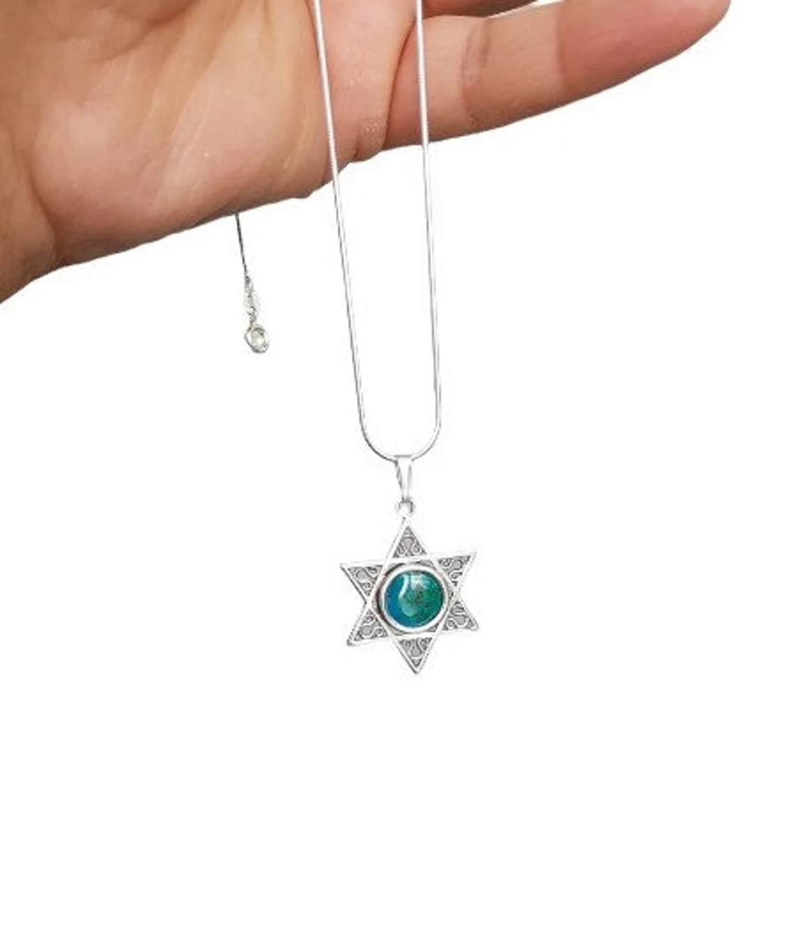 925 Silver Eilat Stone Star of David Necklace