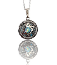 925 Silver Star of David Roman Glass Pendant Necklace
