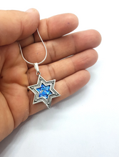 925 Silver Star of David Roman Glass Pendant Necklace
