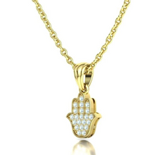 18k Gold Diamond Hamsa Pendant