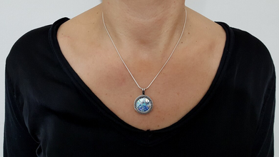 925 Silver Filigree Colorful Ancient Roman Glass Pendant