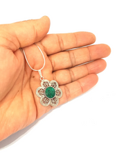 925 Sterling Silver Eilat Stone Flower Pendant Necklace 