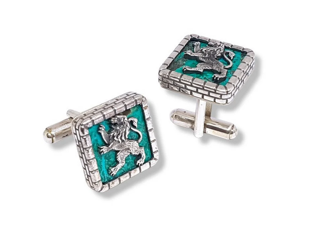 925 Silver Eilat Stone Lion Cufflinks