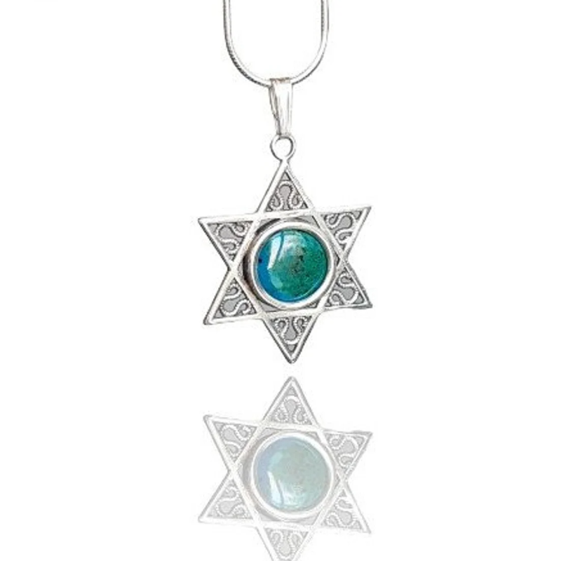 925 Silver Eilat Stone Star of David Necklace