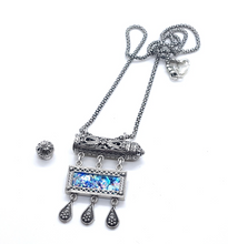 925 Silver Yemenite Filigree Roman Glass Pendant