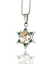 925 Silver 9K Gold Eilat Stone Jewish Pendant