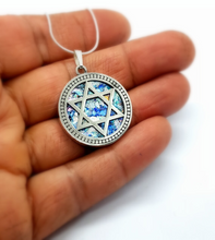 925 Sterling Silver Roman Glass Star of David Pendant