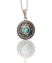 925 Silver Star of David Roman Glass Pendant Necklace