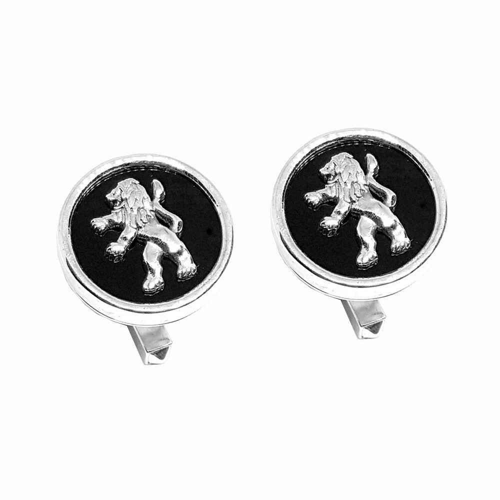 925 Silver Onyx Stone Lion Cufflinks