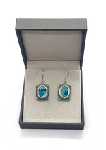 925 Silver Yemenite Filigree Earrings Set With Eilat Stone