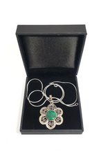 925 Sterling Silver Eilat Stone Flower Pendant Necklace 