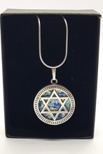 925 Sterling Silver Roman Glass Star of David Pendant