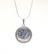 925 Sterling Silver Roman Glass Star of David Pendant