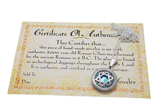 925 Silver Star of David Roman Glass Pendant Necklace