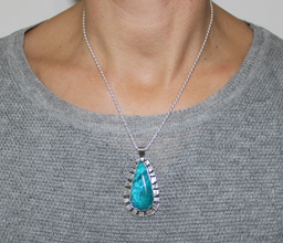 925 Sterling Silver Eilat Stone King Solomon Hand Made Pendant Necklace