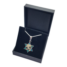 925 Silver 9K Gold Eilat Stone Jewish Pendant