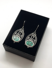 925 Silver Yemenite Filigree Eilat Stone Earrings