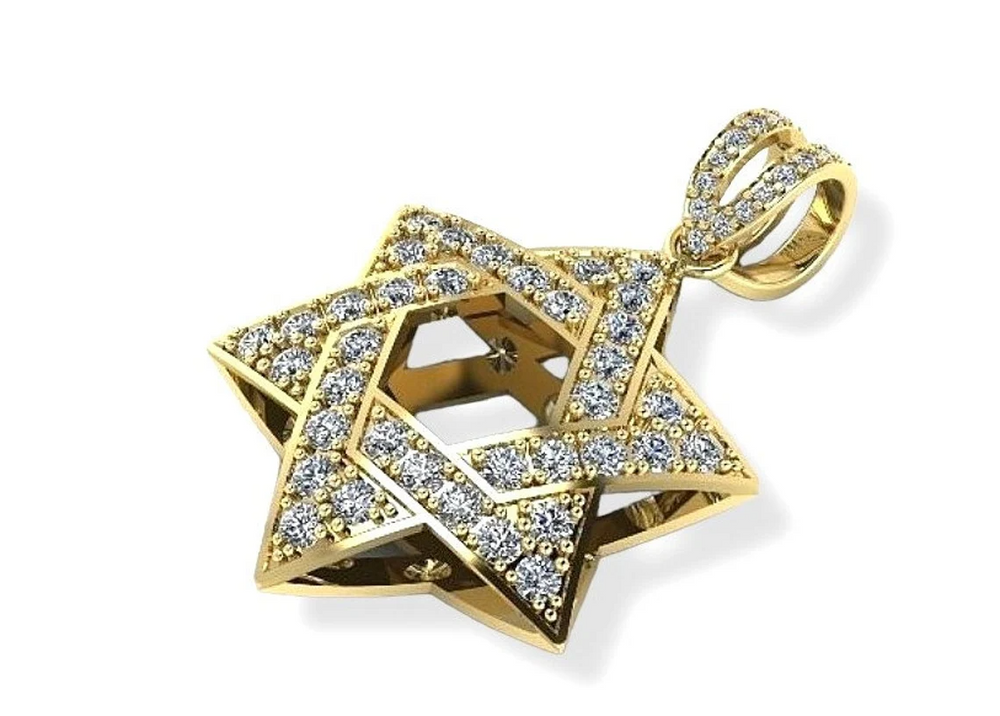 18k Yellow Gold Star of David Pendant