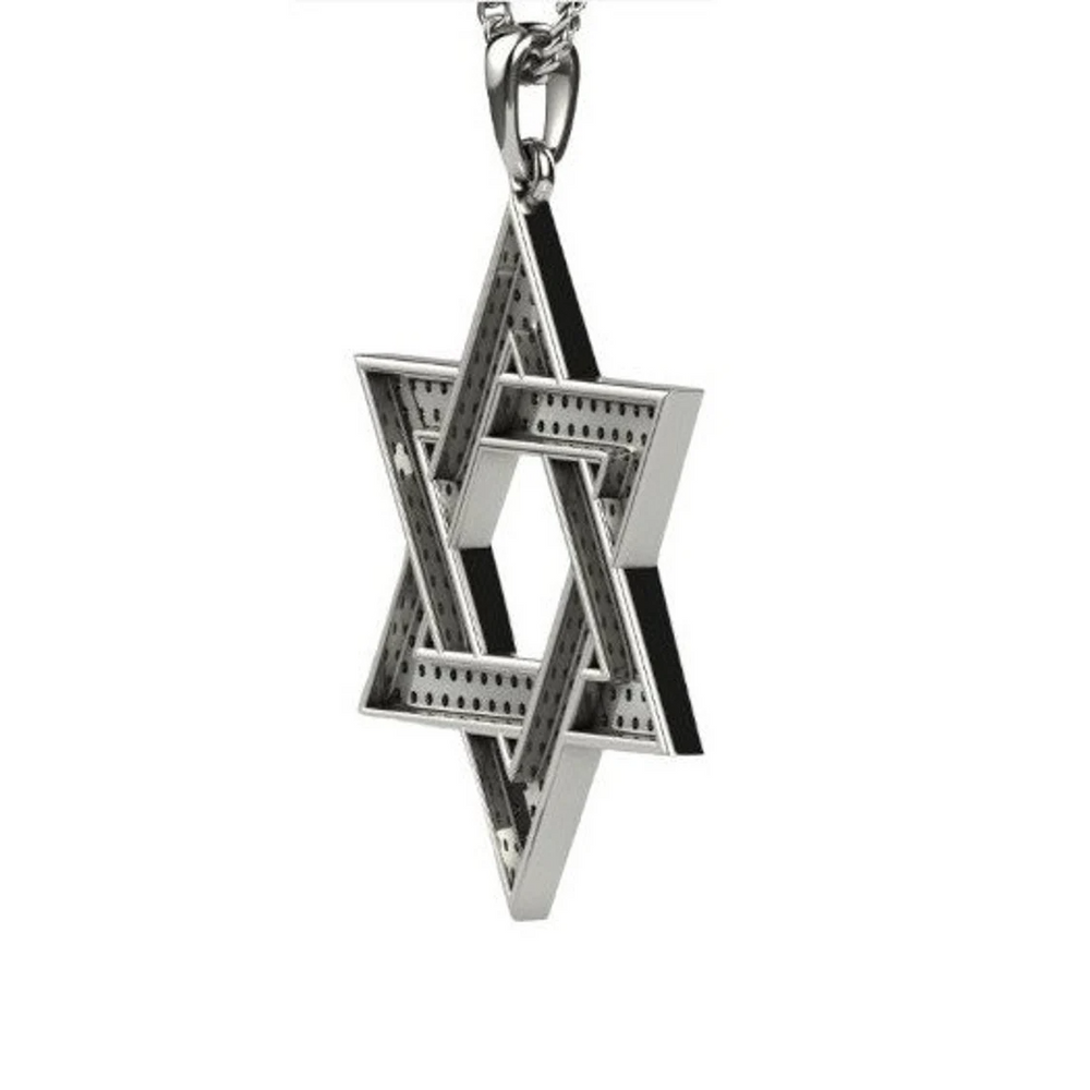 14k Gold Star of David Pendant With Diamonds