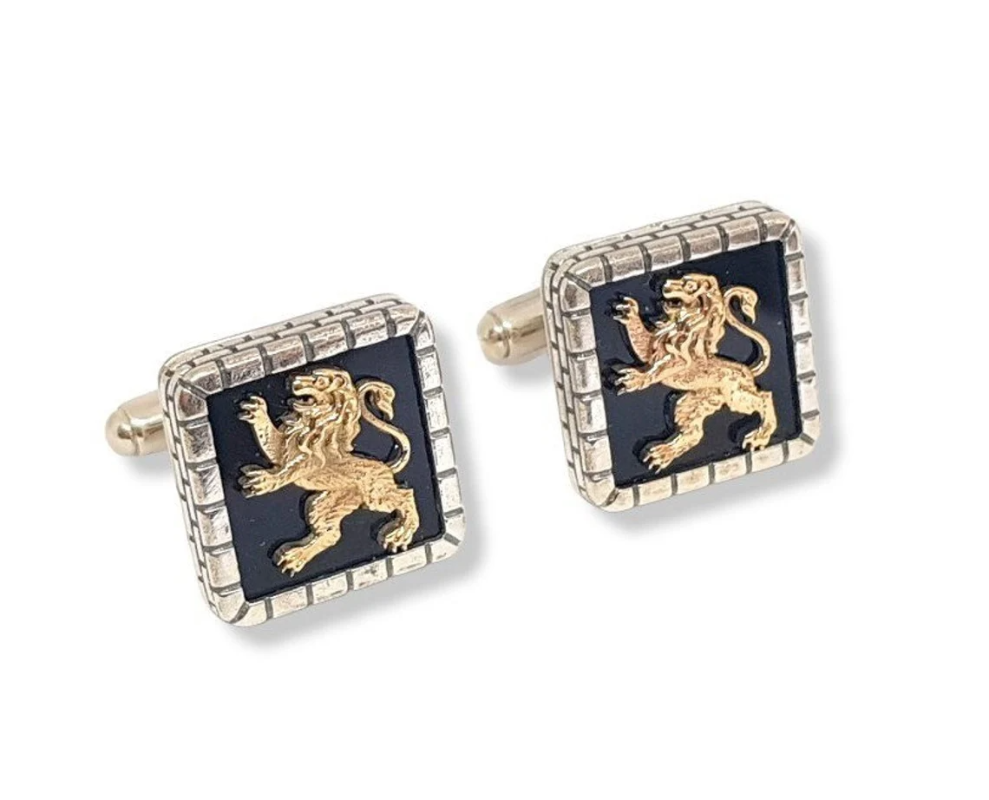 925 Silver and Gold Lion Cufflinks