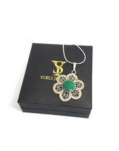 925 Sterling Silver Eilat Stone Flower Pendant Necklace 