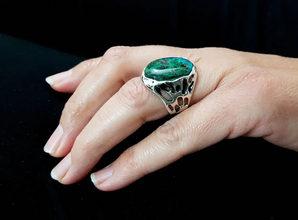 925 Sterling Silver Artistic Eilat Stone King Solomon Ring