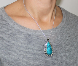 925 Sterling Silver Eilat Stone King Solomon Hand Made Pendant Necklace